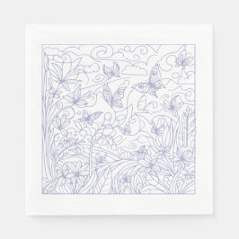 Guardanapo De Papel Butterfly Garden Blue