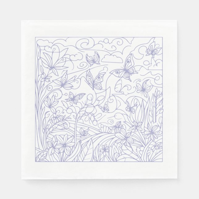 Guardanapo De Papel Butterfly Garden Blue (Frente)