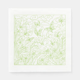 Guardanapo De Papel Butterfly Garden Green