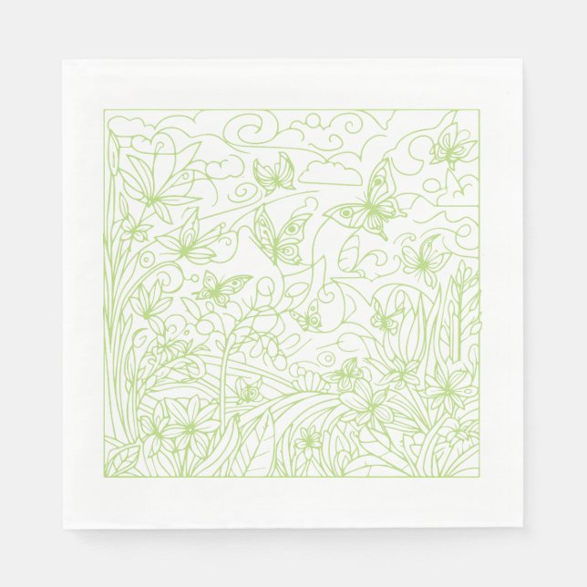 Guardanapo De Papel Butterfly Garden Green (Frente)