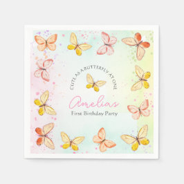 Guardanapo De Papel Butterfly Girl 1st Birthday Party Paper Napkins