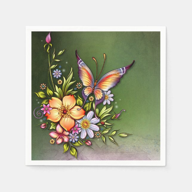 Guardanapo De Papel Butterfly Padrão Cocktail Napkins (Frente)