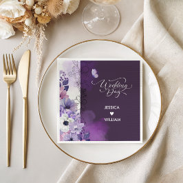 Guardanapo De Papel Butterfly Purple Floral Wedding Napkins