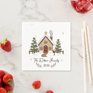 Guardanapo De Papel Cabana de Natal Aconchegante Personalizada
