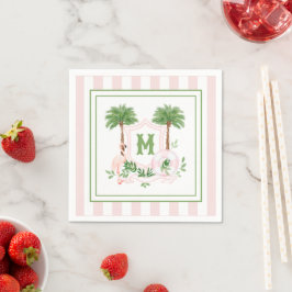 Guardanapo De Papel Cabana Stripes Palm Beach Monogram Crest Enclosure