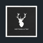 Guardanapo De Papel Cabeça Branca de Stag com Alças<br><div class="desc">Cabeça de veado branco elegante com traficantes. Adaptado de uma gravação antiga de um veado vermelho europeu.</div>