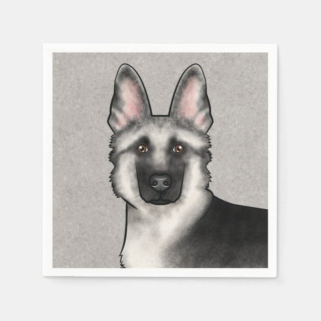 Guardanapo De Papel Cabeça de Cachorro Fofo Pastor Alemão Silver Sable (Frente)