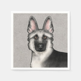 Guardanapo De Papel Cabeça de Cachorro German shepherd de Prata