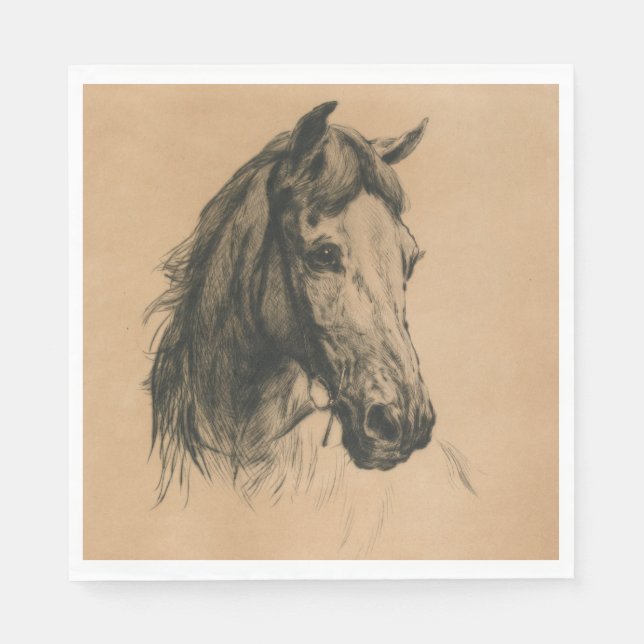 Guardanapo De Papel Cabeça de Cavalo (por Heywood Hardy) (Frente)