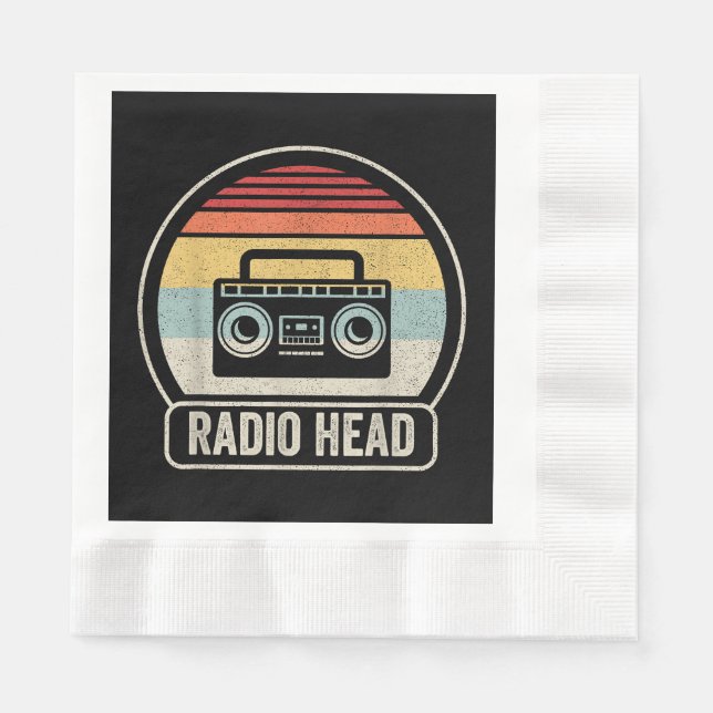 Guardanapo De Papel Cabeça de Rádio Retroativa Vintage (Frente)