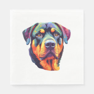 Guardanapo De Papel Cabeça de Rottweiler Colorida