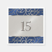 Cabeças de Marinho de Quinceanera Azul e Silver