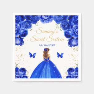 Guardanapo De Papel Cabelo Castanho Azul Escuro Princesa Sweet Sixteen