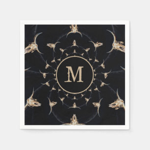 Guardanapo De Papel Cabelo De Cabeça De Touro Monograma Castanho Vint