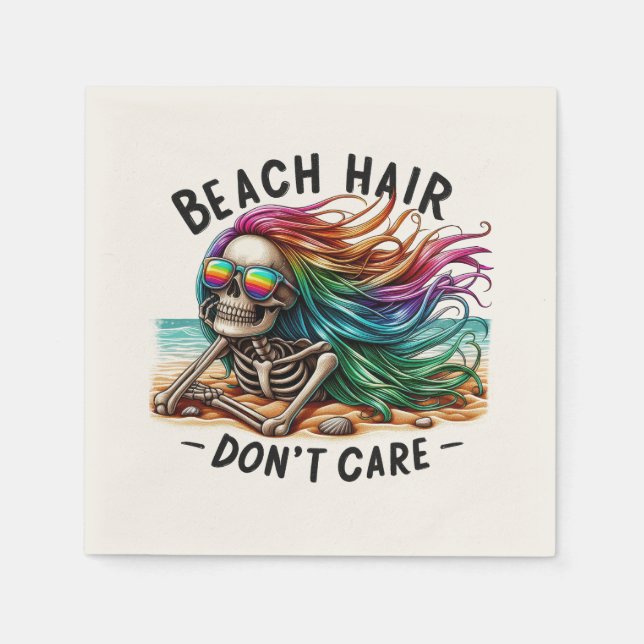Guardanapo De Papel Cabelo de praia Não se importa - Esqueleto (2) (Frente)