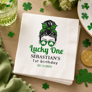 Guardanapo De Papel  Cabelo Desgrenhado Lucky One Menina de 1º Anivers