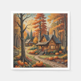 Guardanapo De Papel Cabina de outono cercada por Bombas