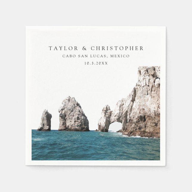 Guardanapo De Papel Cabo Wedding México Foto Personalizada Cocktail Na (Frente)