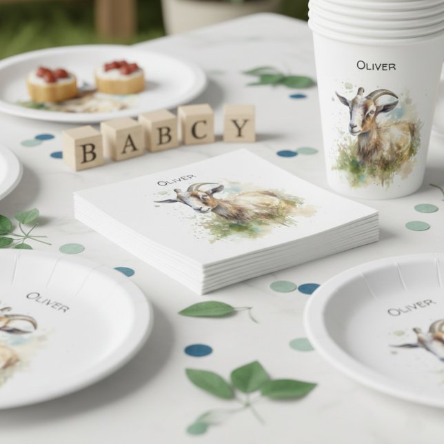 Guardanapo De Papel Cabra da Casa de Campo em Aquarela, personalizada (Criador carregado)