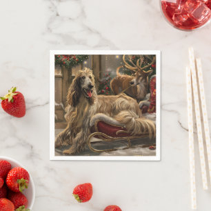 Guardanapo De Papel Cachorro Afghan Hound Natal Festivo