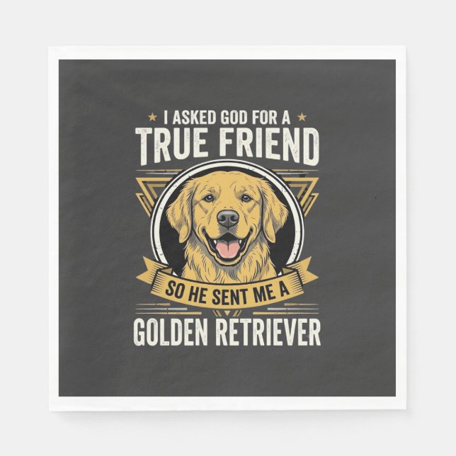 Guardanapo De Papel Cachorro Amigo Verdadeiro Retriever Dourado (Frente)