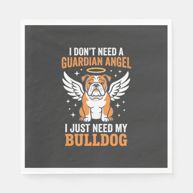 Guardanapo De Papel Cachorro Anjo da Guarda Bulldog (Frente)
