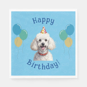 Guardanapo De Papel Cachorro Azul Puppy Pássaros Pássaros