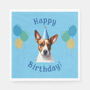 Guardanapo De Papel Cachorro Azul Puppy Pássaros Pássaros