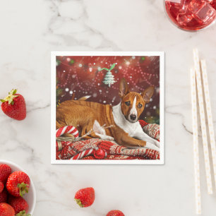 Guardanapo De Papel Cachorro Basenji Natal Festivo