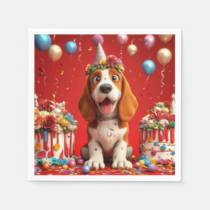 Guardanapo De Papel Cachorro Beagle Adorável Comemora Aniversário