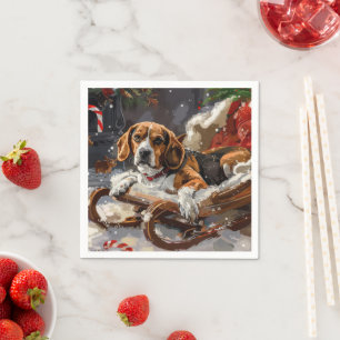 Guardanapo De Papel Cachorro Beagle Natal Festivo