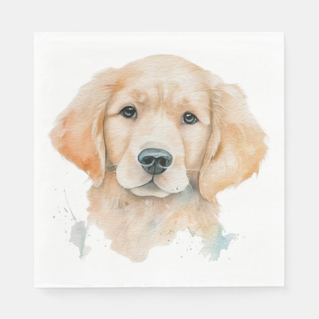 Guardanapo De Papel Cachorro Bonito Aquarela de Cachorro Retriever Dou (Frente)