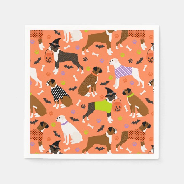 Guardanapo De Papel Cachorro Boxer Halloween (Frente)
