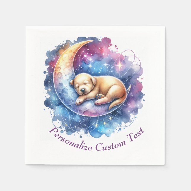 Guardanapo De Papel Cachorro Cachorro Cachorro Dormindo numa Lua (Frente)