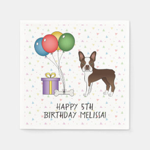 Guardanapo De Papel Cachorro Cartoon Boston Terrier Chocolate - Aniver