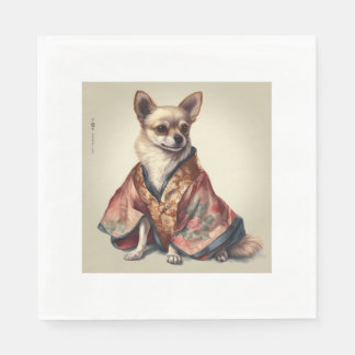 Guardanapo De Papel Cachorro Chihuahua No Japonês Kimono Robe Ilustraç