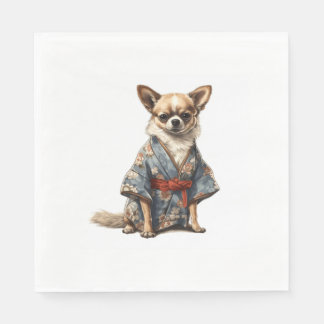 Guardanapo De Papel Cachorro Chihuahua No Japonês Kimono Robe Ilustraç