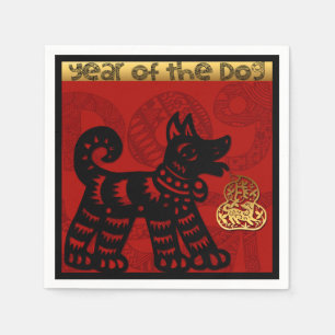 Guardanapo De Papel Cachorro Chinês Bonito Ano Zodiac Aniversário Nápo