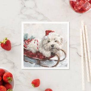 Guardanapo De Papel Cachorro Coton De Tulear Natal Festivo