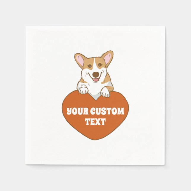 Guardanapo De Papel Cachorro de Corgi Cute Personalizado (Frente)