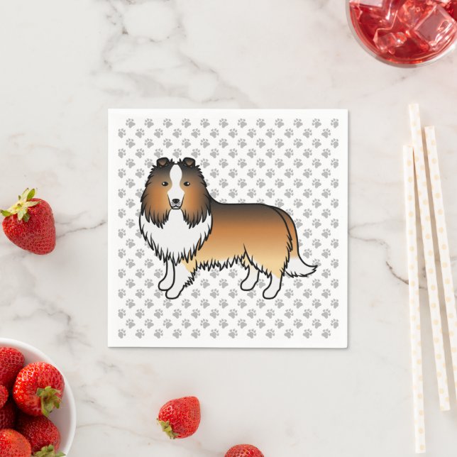 Guardanapo De Papel Cachorro de desenho animado Sable Shetland Sheepdo (Insitu)