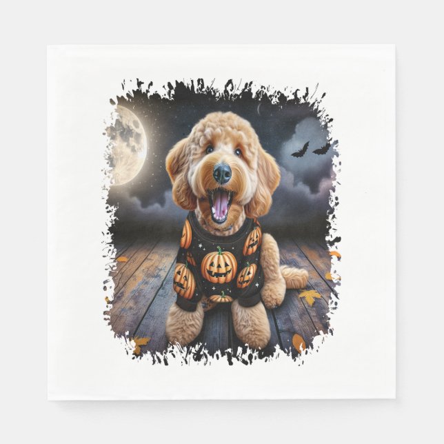 Guardanapo De Papel Cachorro de Goldendoodle Halloween (Frente)