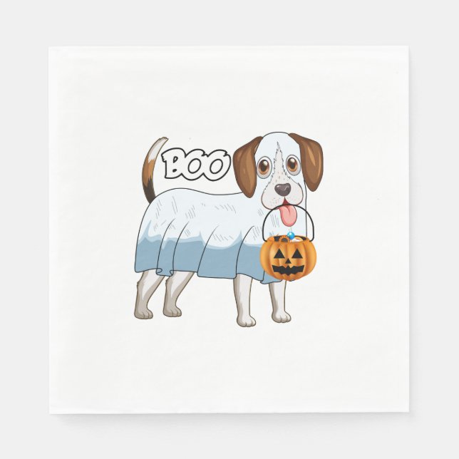 Guardanapo De Papel Cachorro de Halloween Beagle Fantasma (Frente)