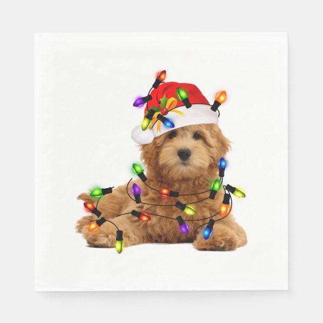 Guardanapo De Papel Cachorro de Papais noeis de Goldendoodle (Frente)