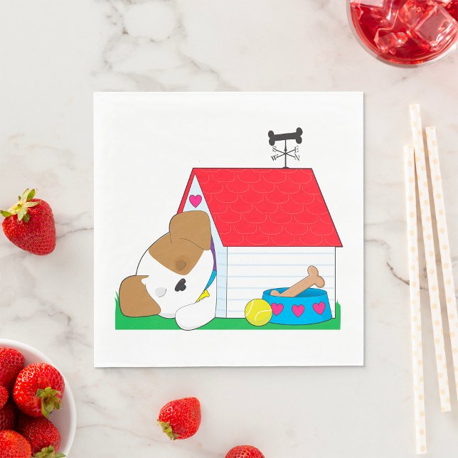 Guardanapo De Papel Cachorro Dormindo Em Uma Casa De Cachorro (Criador carregado)