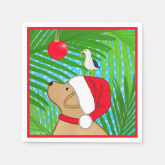 Guardanapo De Papel Cachorro Dourado Tropical Papai Noel Gaivota Natal