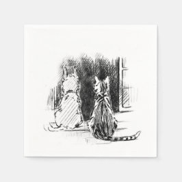 Guardanapo De Papel Cachorro e Gato Olhando para a Janela, Simpatia Pe