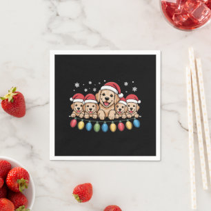 Guardanapo De Papel Cachorro engraçado de Natal Retriever Dourado