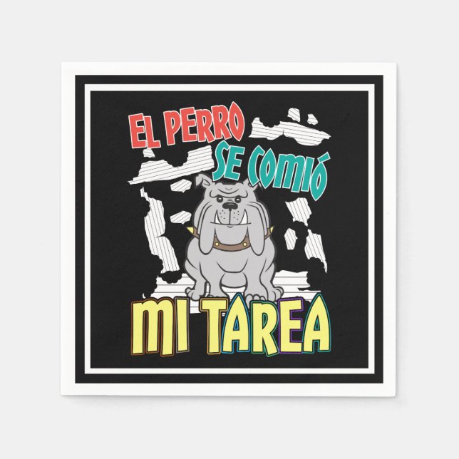 Guardanapo De Papel Cachorro Espanhol Comeu Minha Lição de Casa - Perr (Frente)