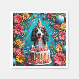Guardanapo De Papel Cachorro Feliz Celebrando Aniversário Com Bolo Col